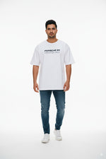 Porsche 911 GT3 RS Graphic Tee – Beige Oversized T-Shirt