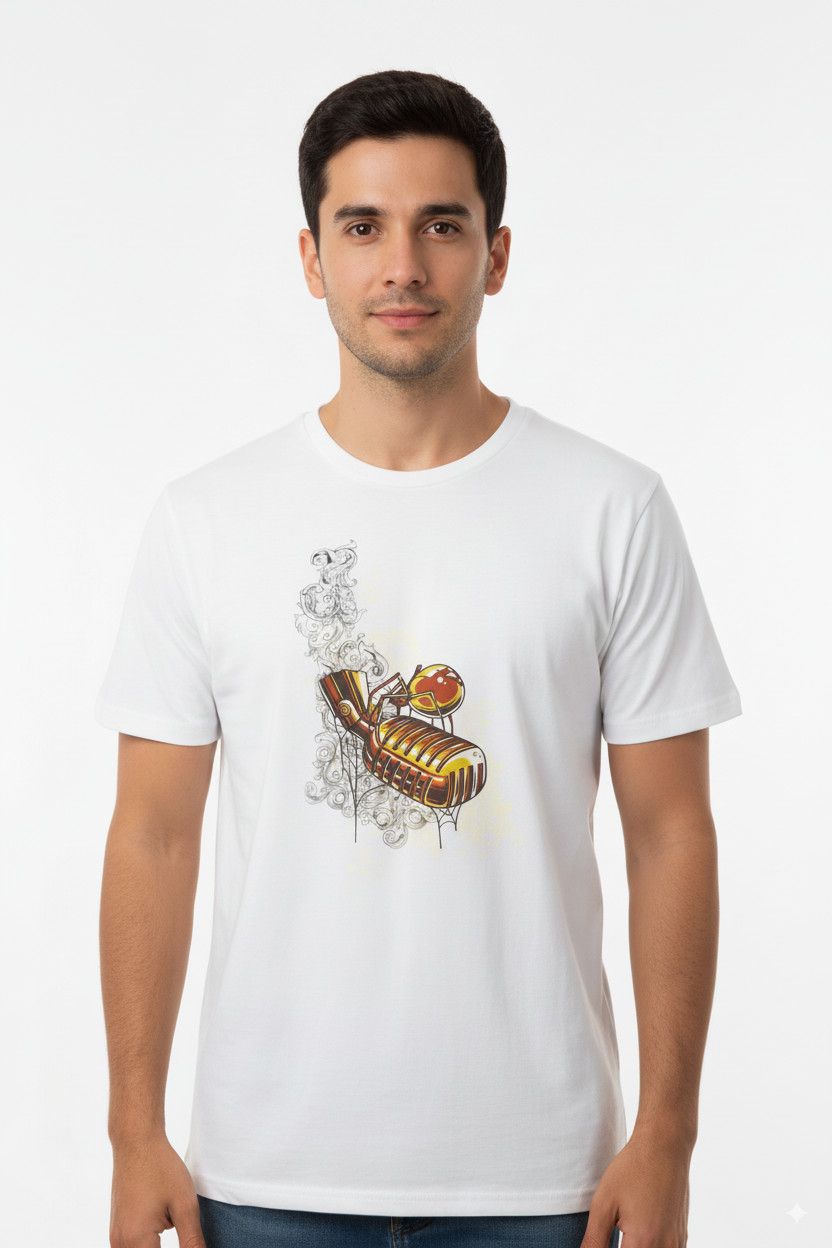 Retro Mic Smoke Regular Tee - Beige