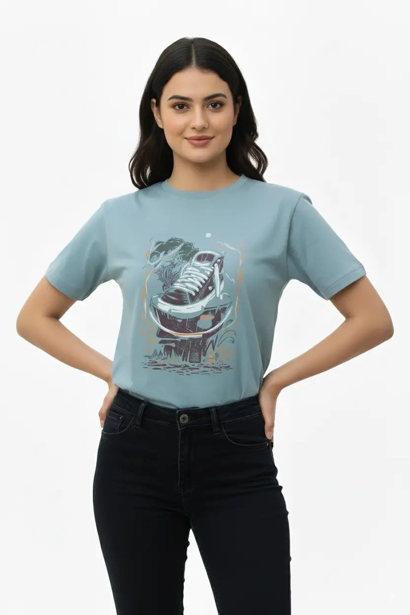 Women's Modern Fit Graphic Tee – Blue