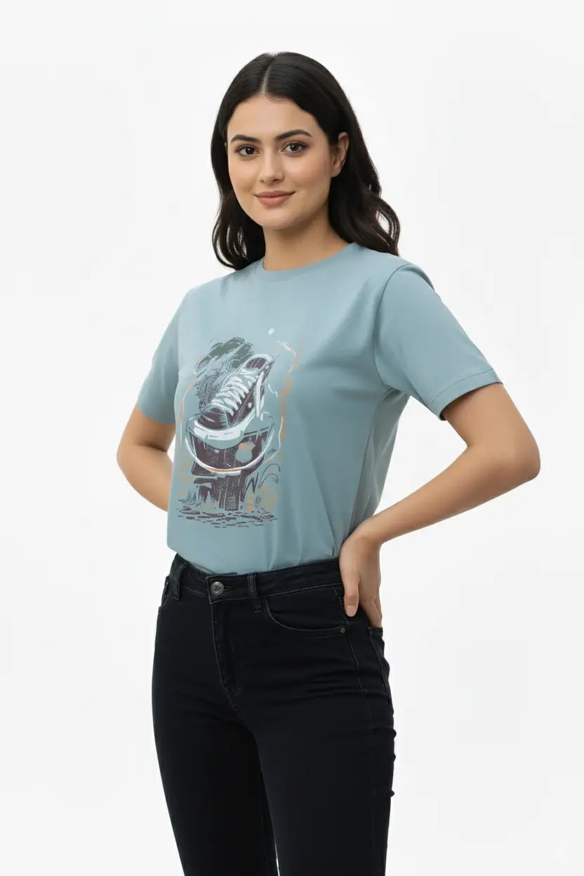 Women's Modern Fit Graphic Tee – Blue