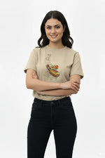 Women's Retro Mic Smoke Regular Tee - Beige