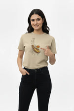 Women's Retro Mic Smoke Regular Tee - Beige