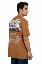 Porsche 911 GT3 RS Graphic Tee – Beige Oversized T-Shirt