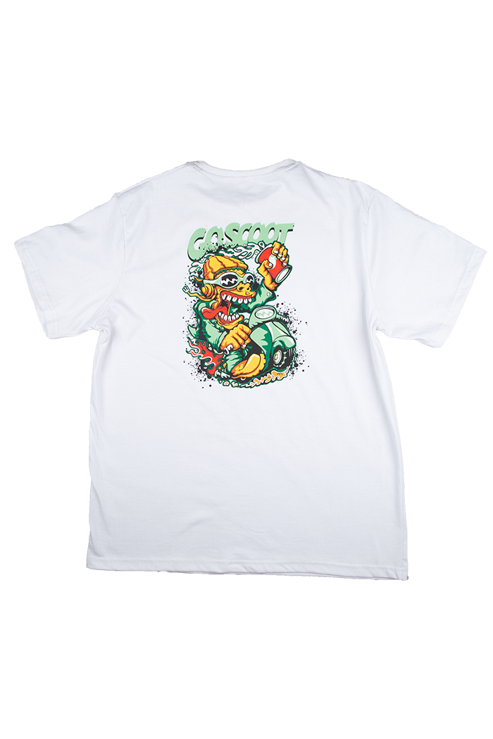 Goscoot Scooter Rider Graphic Tee – White Cotton Lycra