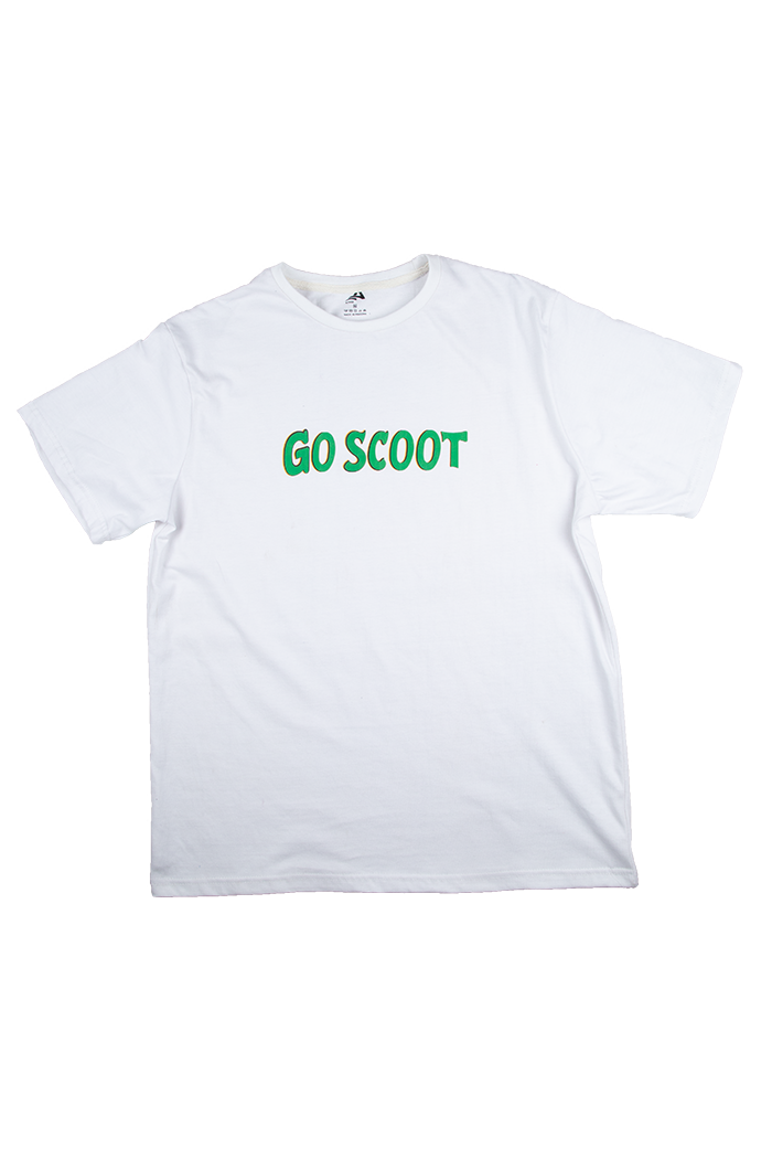 Goscoot Scooter Rider Graphic Tee – White Cotton Lycra