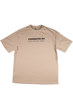 Porsche 911 GT3 RS Graphic Tee – Beige Oversized T-Shirt