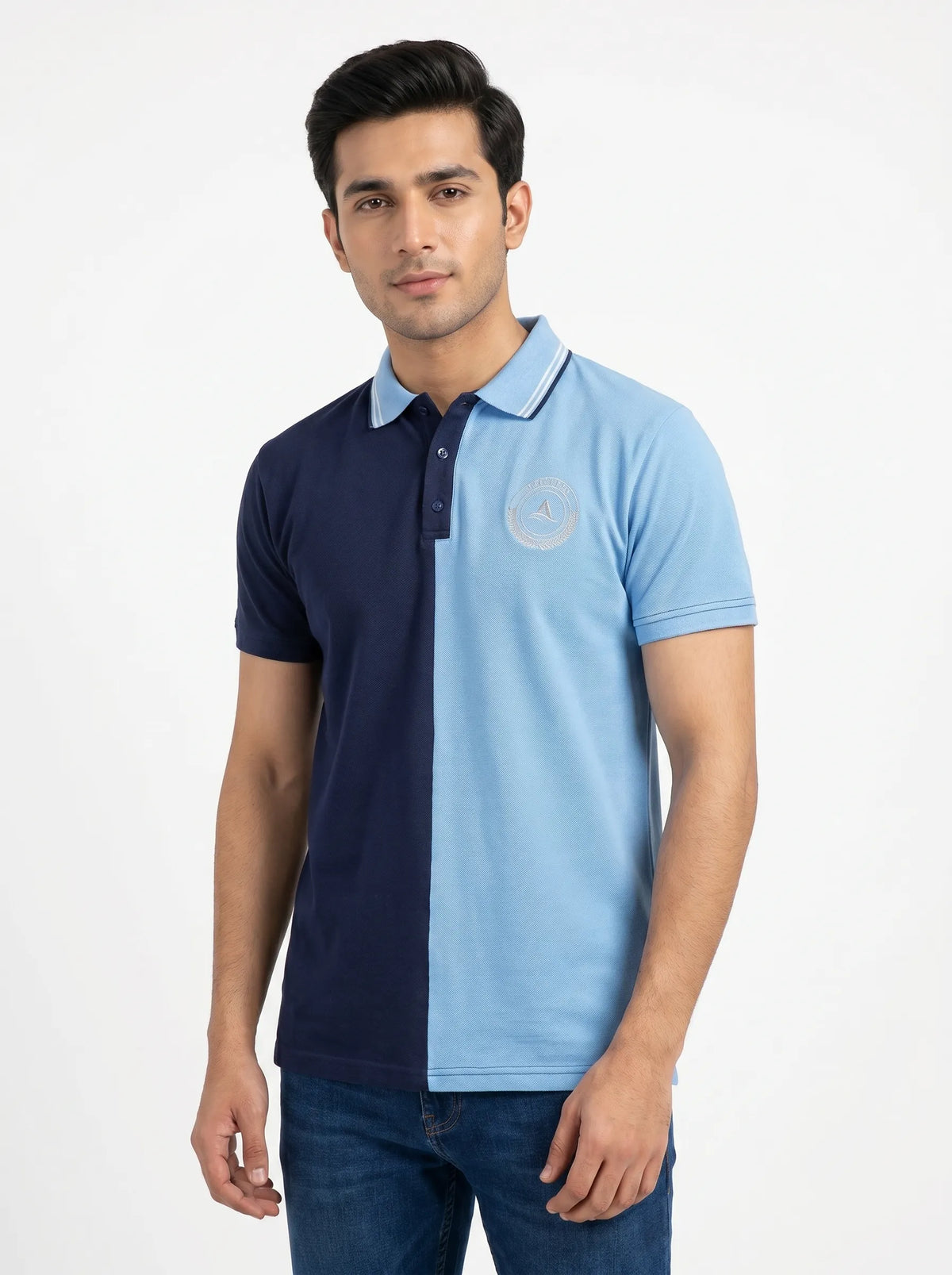 Active8 DualTone Classic Polo – Navy Blue - light Blue