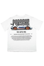 Porsche 911 GT3 RS Graphic Tee – Beige Oversized T-Shirt