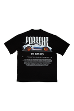 Porsche 911 GT3 RS Graphic Tee – Beige Oversized T-Shirt