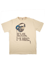 Men’s Beige Graphic T-Shirt – Evil Music Print