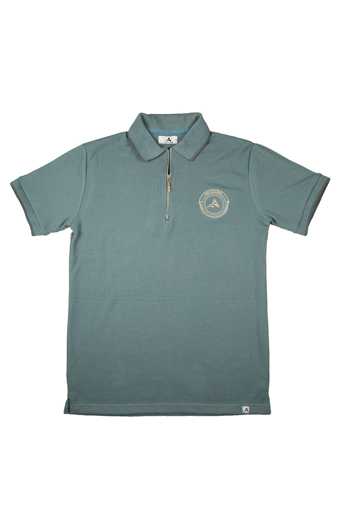 Glacier Teal Zip Polo