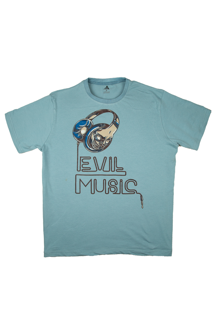 Men’s Blue Graphic T-Shirt – Evil Music Print