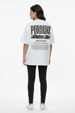 Porsche 911 GT3 RS Women's Graphic Tee – White Oversized T-Shirt