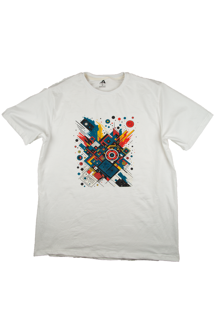 Urban Abstract Art Tee – White Cotton Lycra