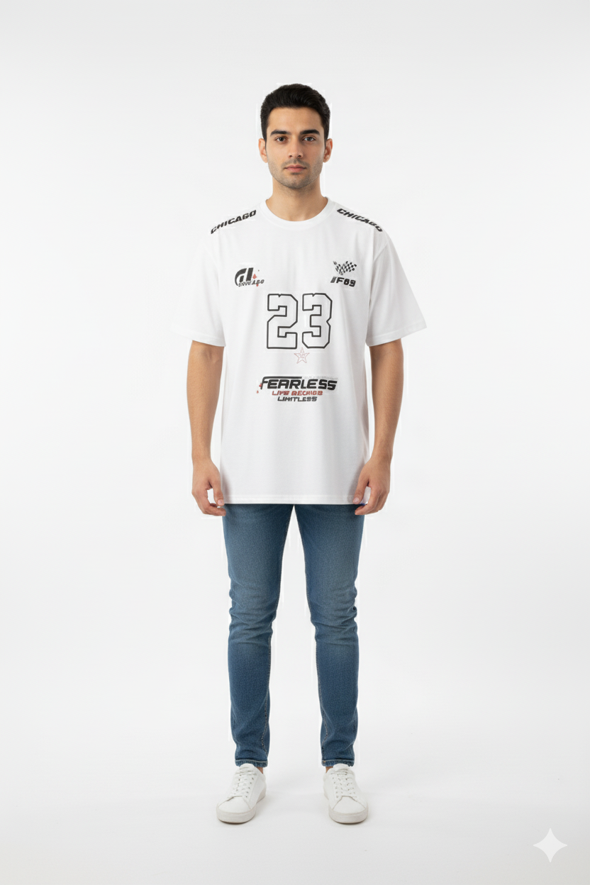 Fearless Racing Oversized T-Shirt – White