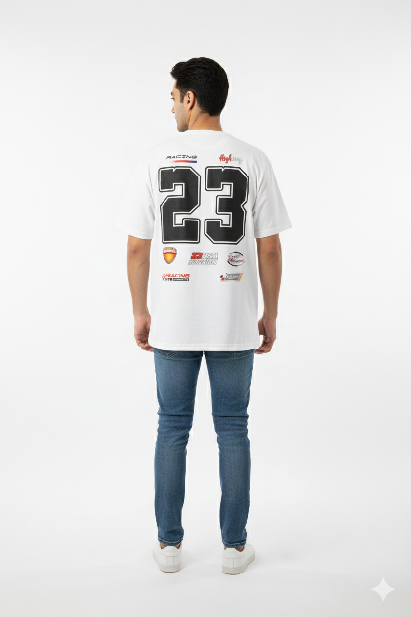 Fearless Racing Oversized T-Shirt – White