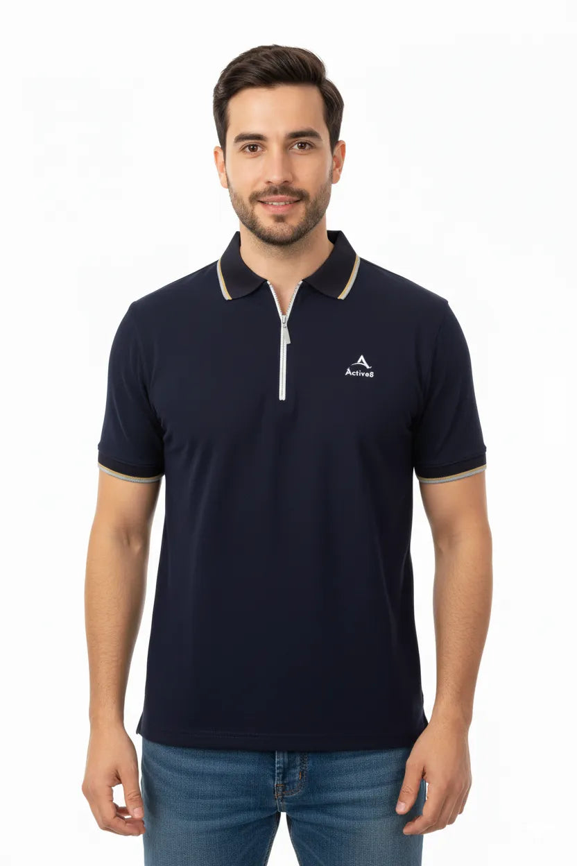 Urban Zipper Polo – Navy Blue