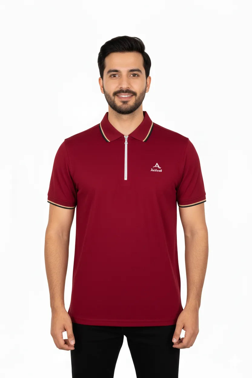 Urban Zipper Polo – Bold Red