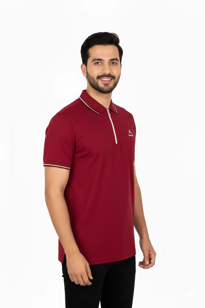 Urban Zipper Polo – Bold Red