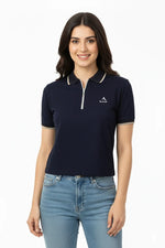 Urban Zipper Women's Polo - Navy Blue