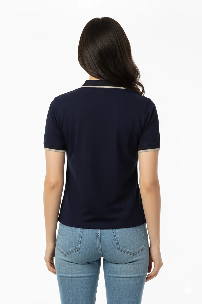 Urban Zipper Women's Polo - Navy Blue