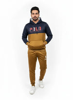 Men’s Brown & Navy Colorblock Tracksuit 💼 – Hoodie & Trouser Set