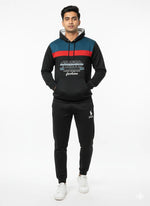 Men’s Black, Teal & Red Colorblock Tracksuit 🔥 – Hoodie & Trouser Set