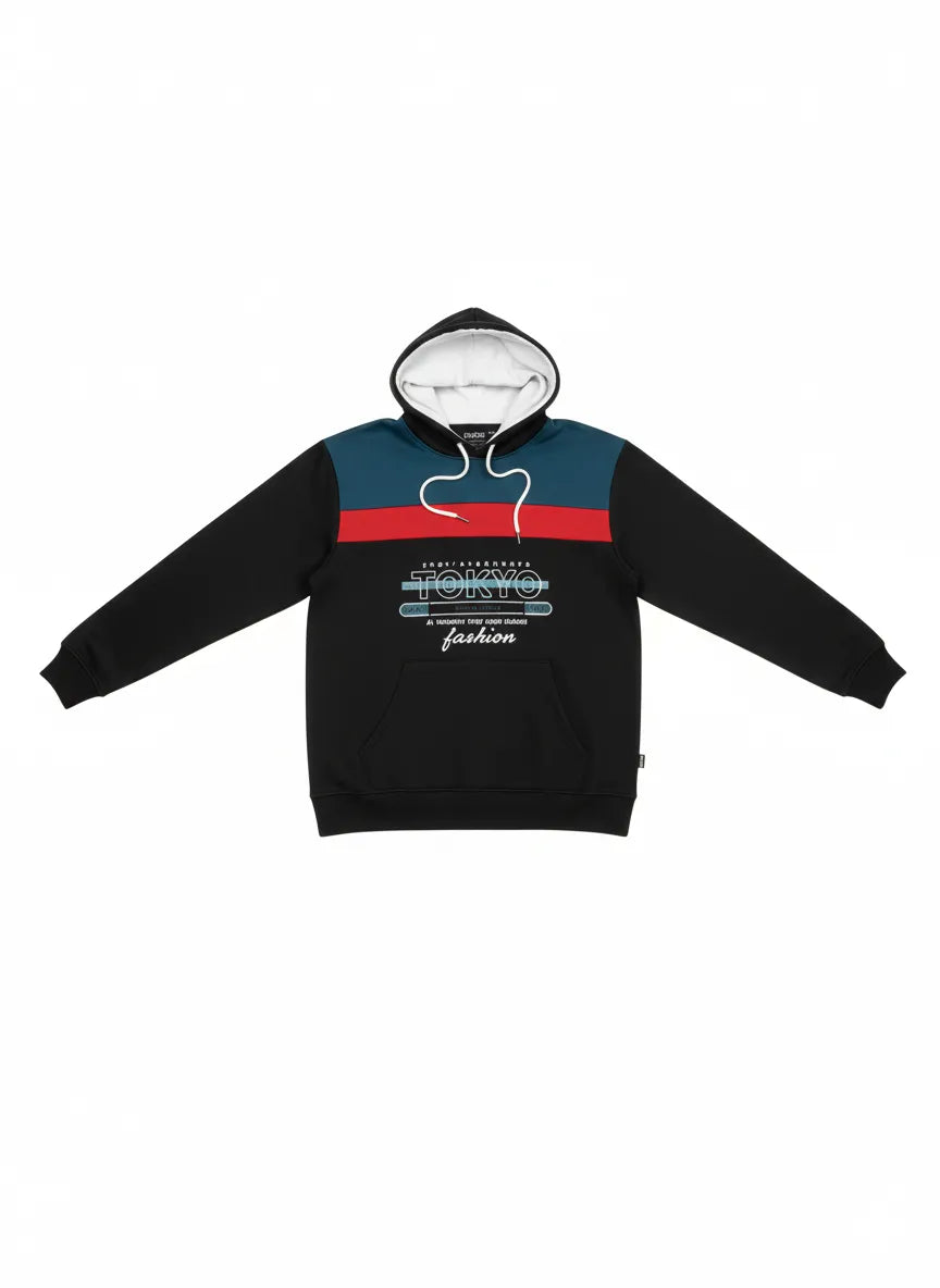 Men’s Black, Teal & Red Colorblock Tracksuit 🔥 – Hoodie & Trouser Set