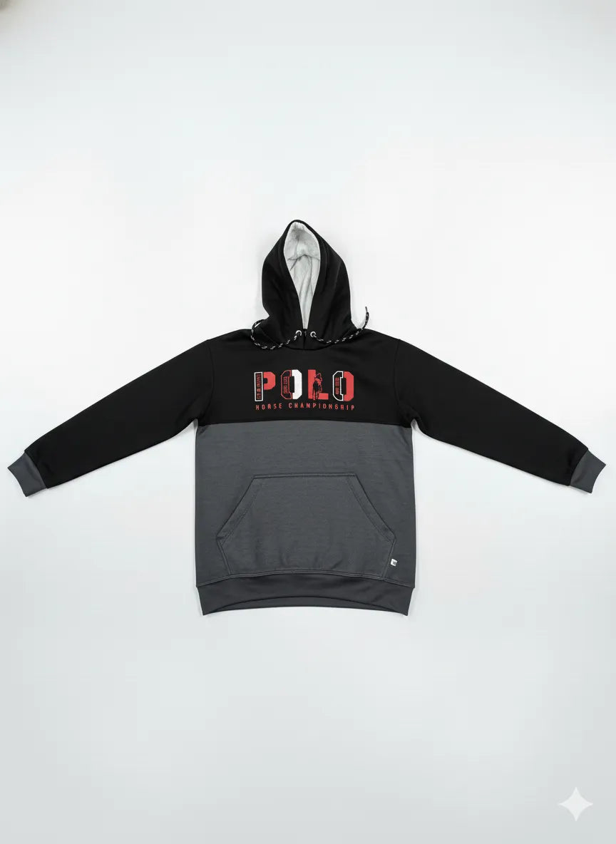 Men’s Black & Charcoal Grey Polo Tracksuit 🖤 – Hoodie & Jogger Set