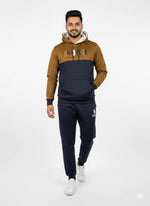 Men’s Brown & Navy Blue Polo Tracksuit 💥 – Stylish Hoodie & Jogger Set