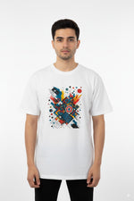 Urban Abstract Art Tee – White Cotton Lycra
