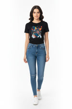 Women's Urban Abstract Art Tee – Black