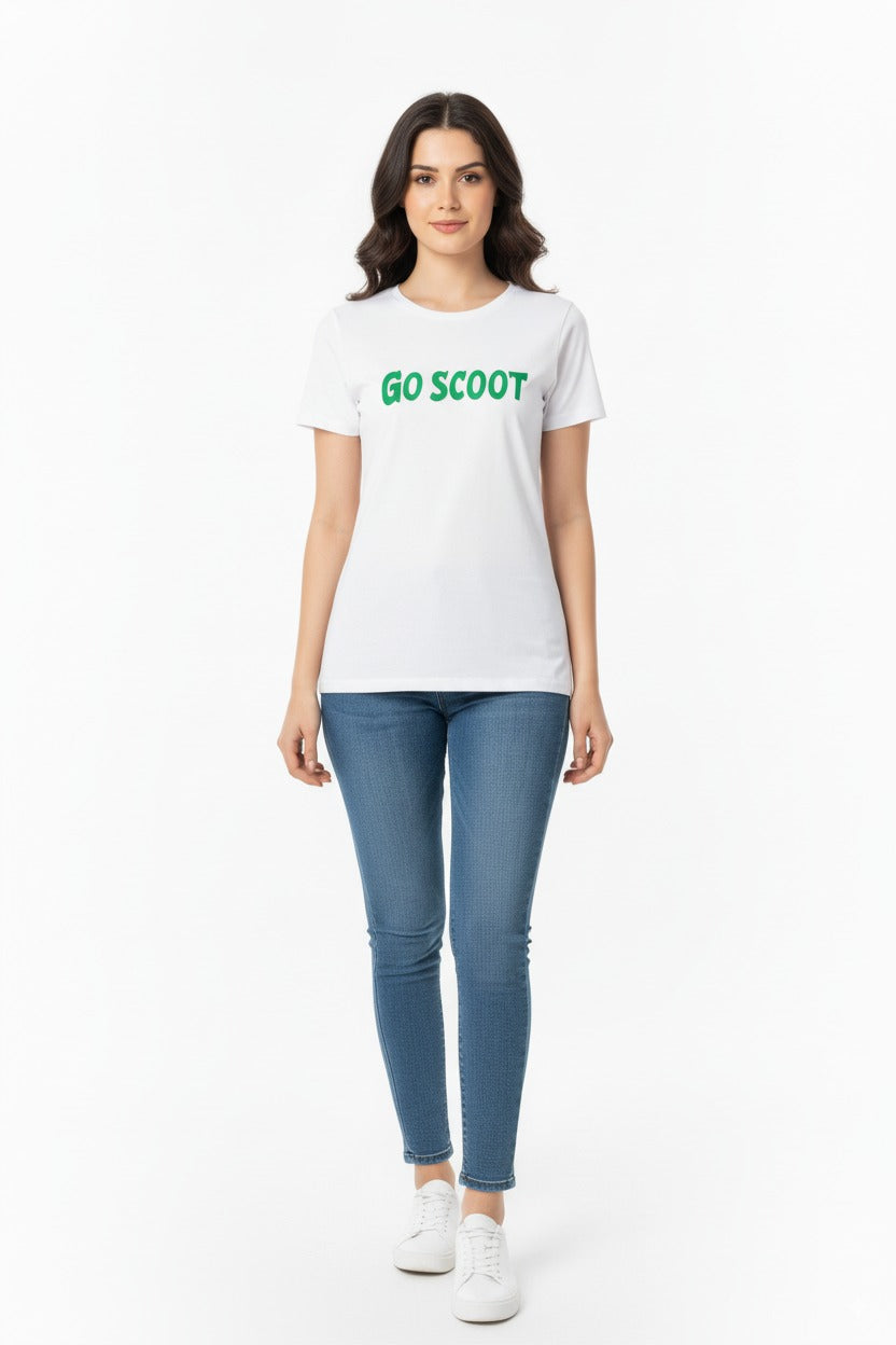 Women's Goscoot Scooter Rider Graphic Tee – White