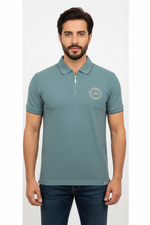 Glacier Teal Zip Polo