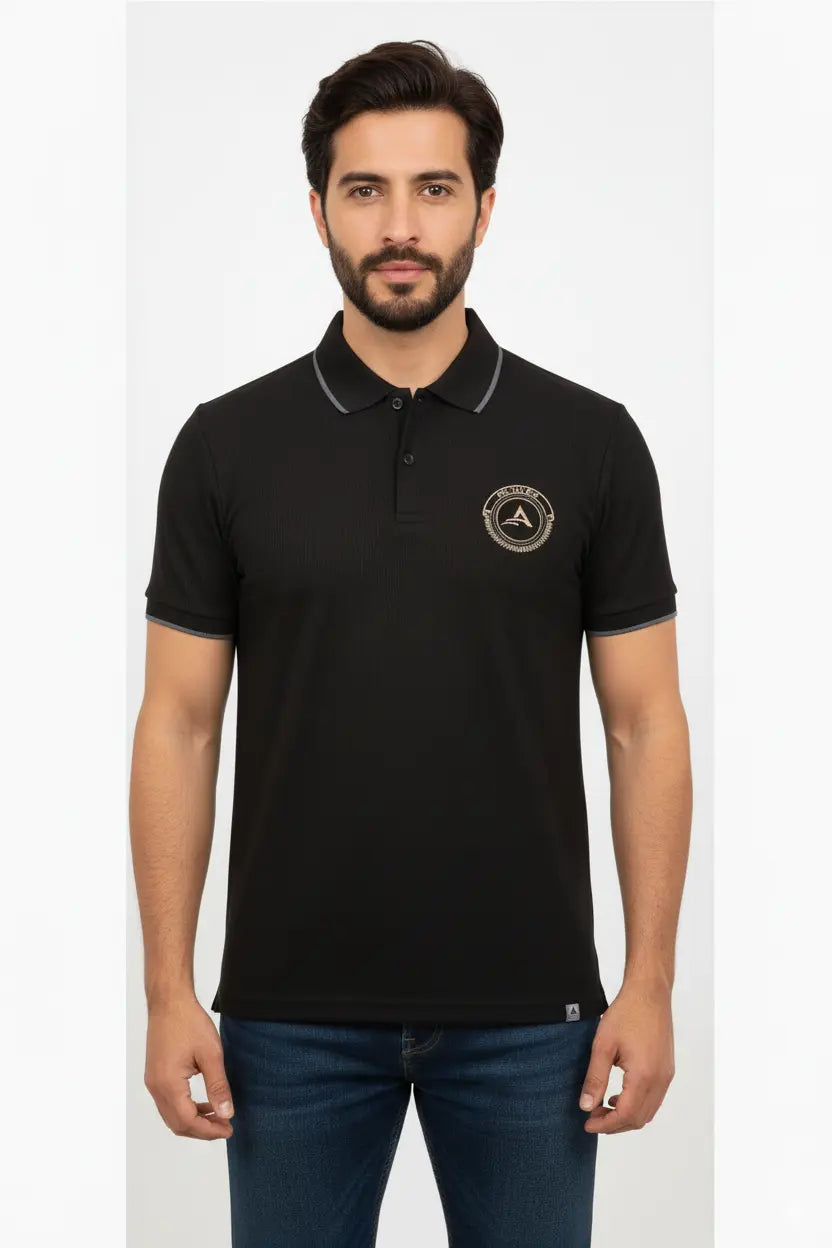 Shadow Black Crest Polo