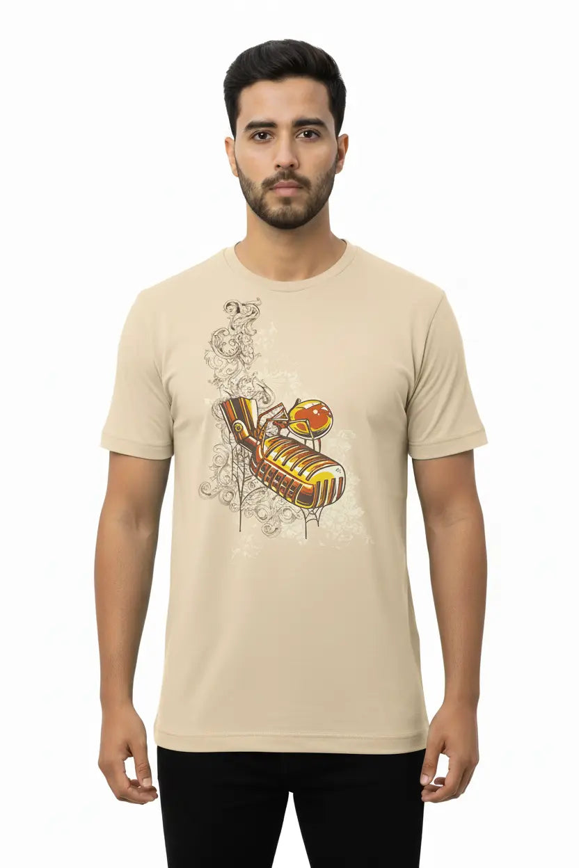 Retro Mic Smoke Regular Tee - Beige