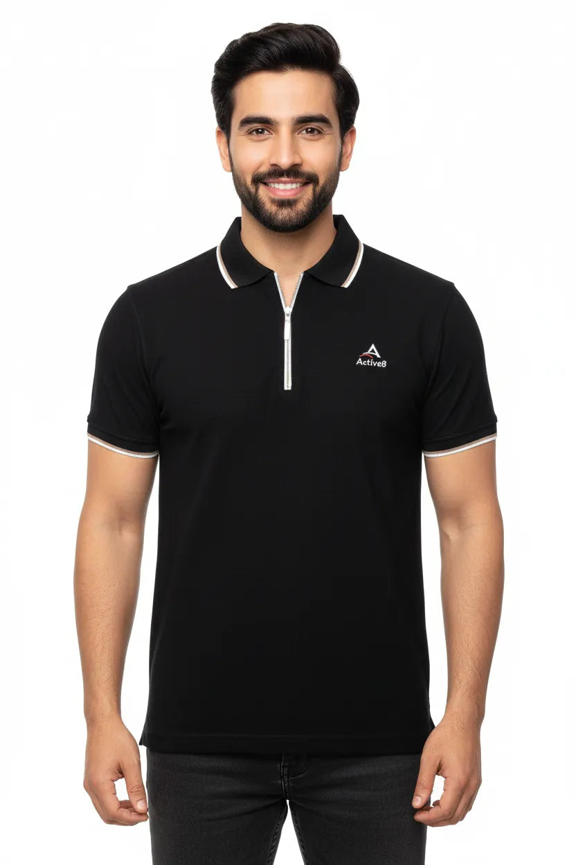 Urban Zipper Polo – Black