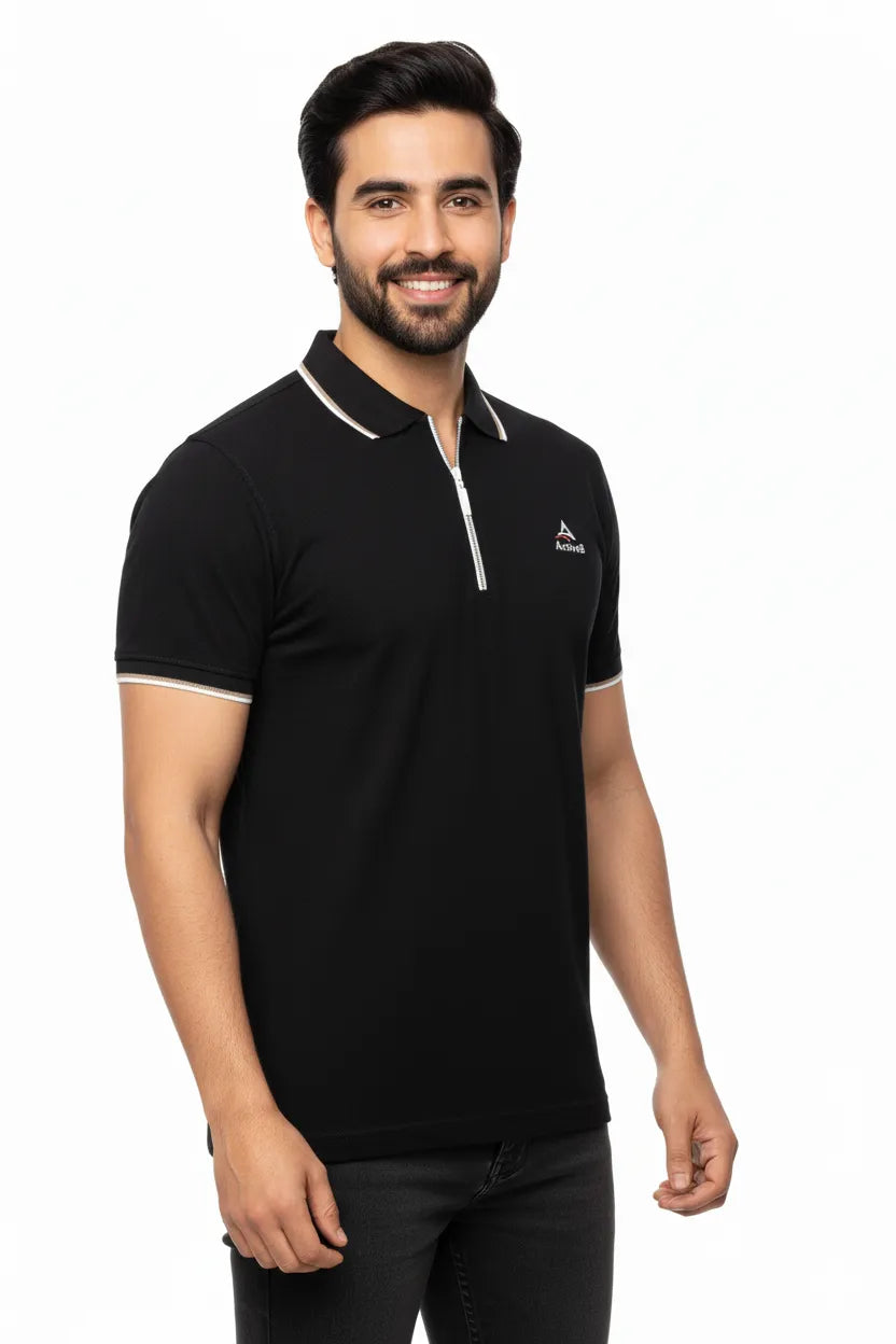 Urban Zipper Polo – Black