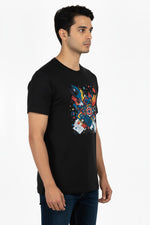 Urban Abstract Art Tee – Black Cotton Lycra