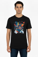Urban Abstract Art Tee – Black Cotton Lycra