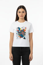 Women's Urban Abstract Art Tee – White