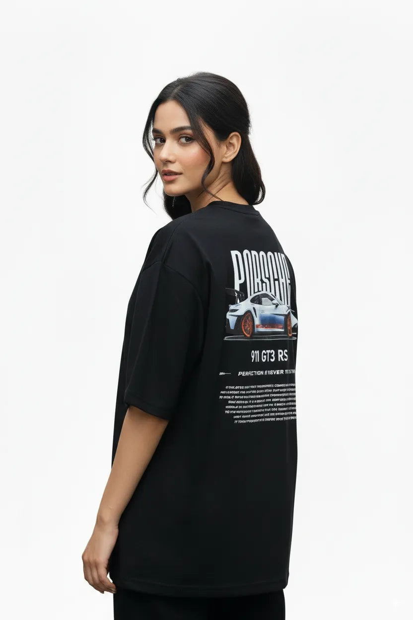 Porsche 911 GT3 RS Women’s Oversized Graphic Tee – Black