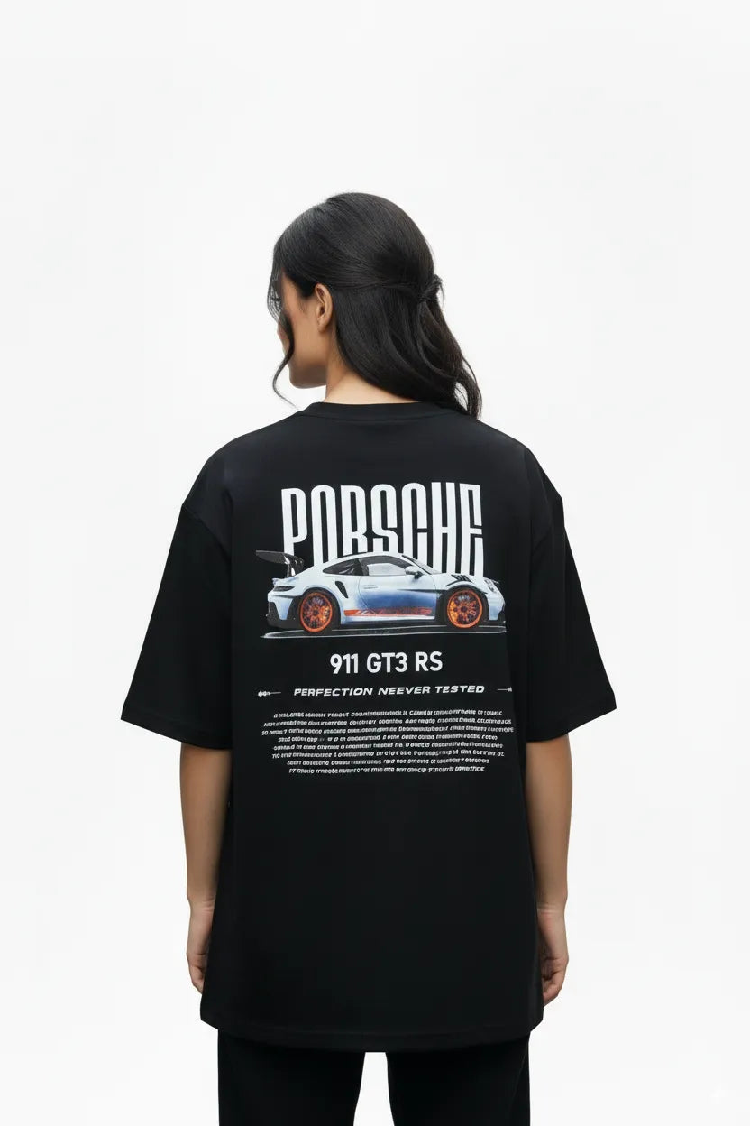Porsche 911 GT3 RS Women’s Oversized Graphic Tee – Black