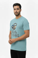 Men’s Blue Graphic T-Shirt – Evil Music Print