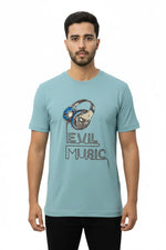 Men’s Blue Graphic T-Shirt – Evil Music Print