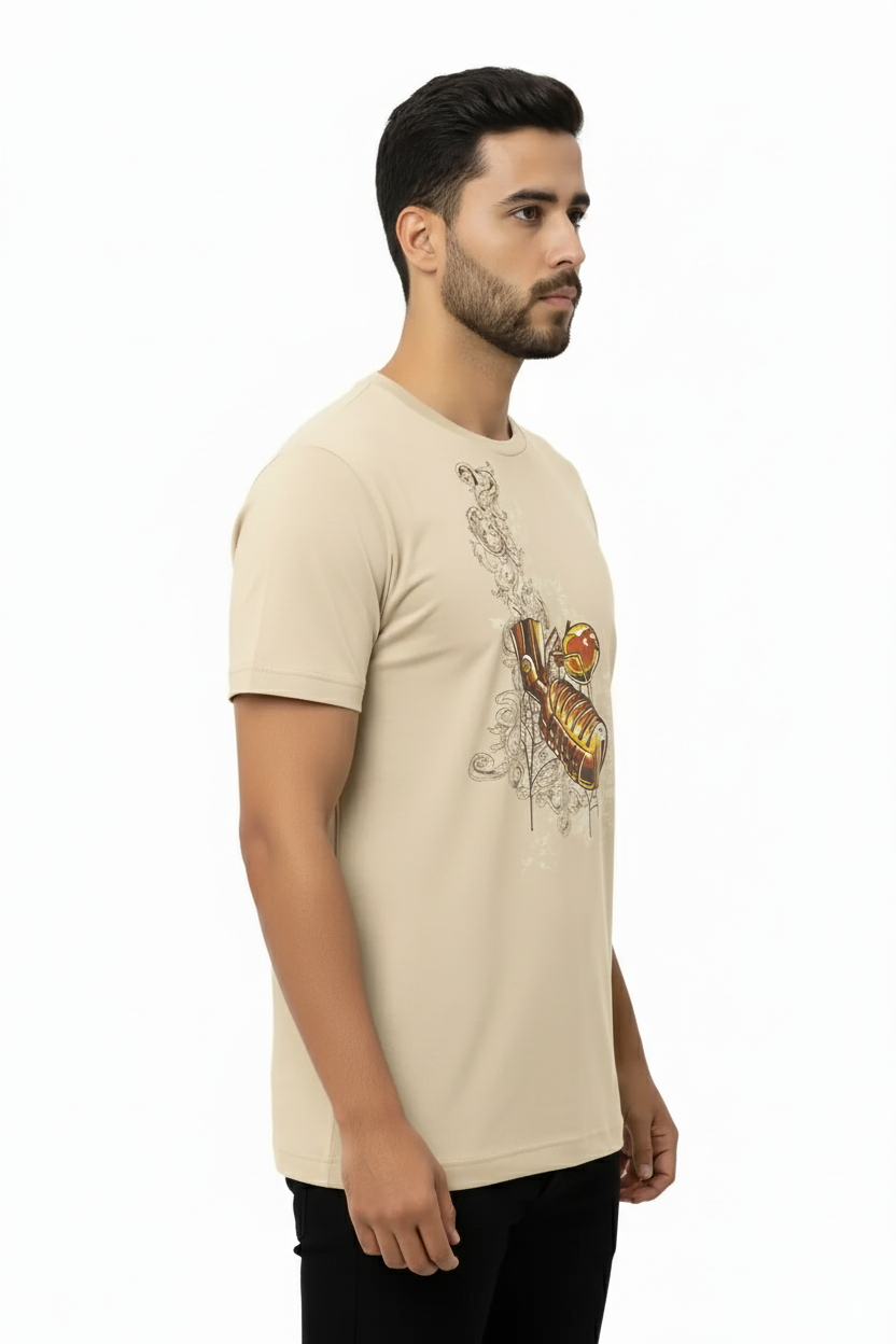 Retro Mic Smoke Regular Tee - Beige