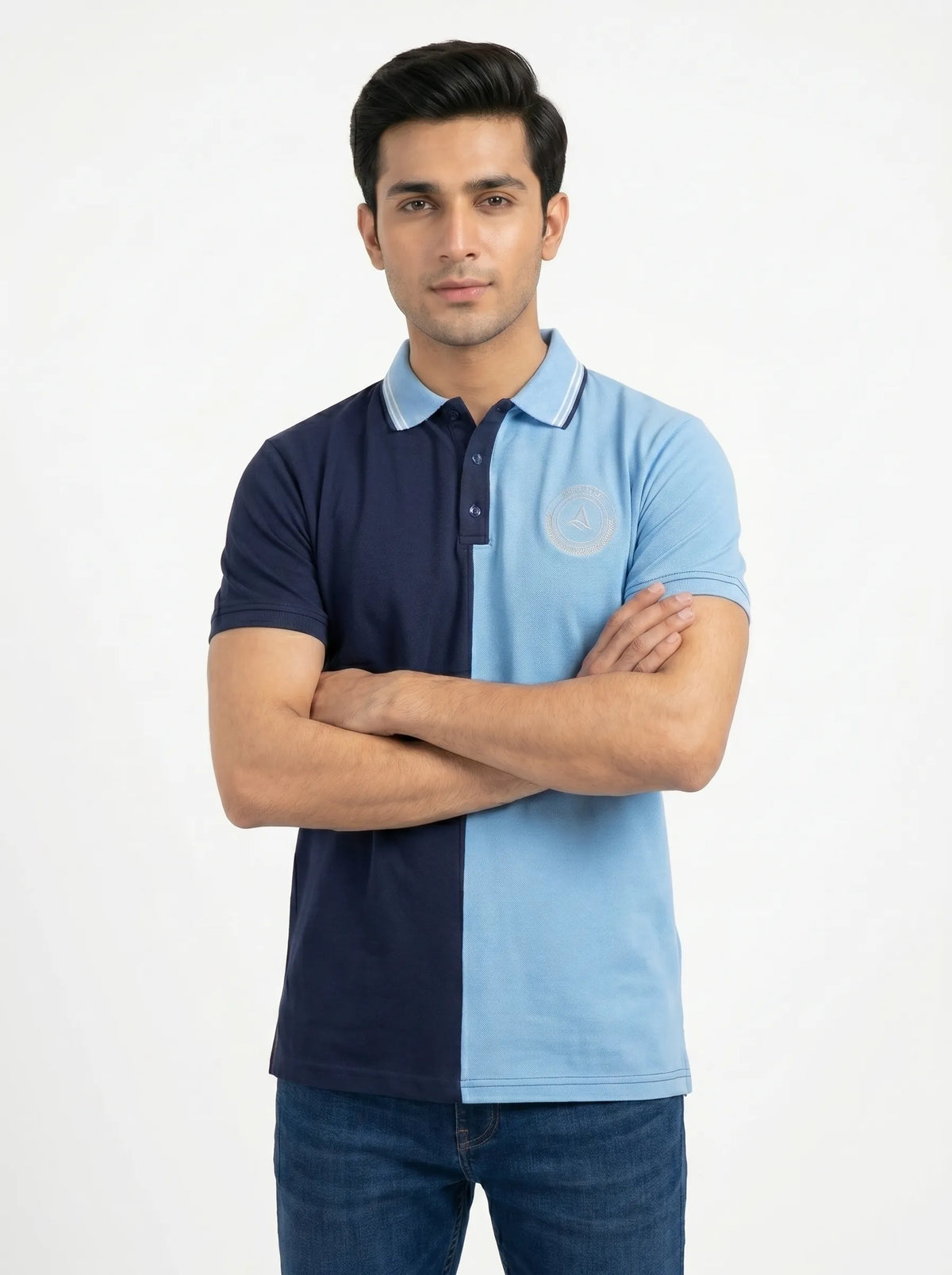 Active8 DualTone Classic Polo – Navy Blue - light Blue