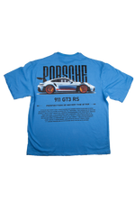 Porsche 911 GT3 RS Graphic Tee – Blue Oversized T-Shirt