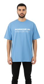 Porsche 911 GT3 RS Graphic Tee – Blue Oversized T-Shirt