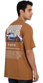 Porsche 911 GT3 RS Graphic Tee – Brown Oversized T-Shirt